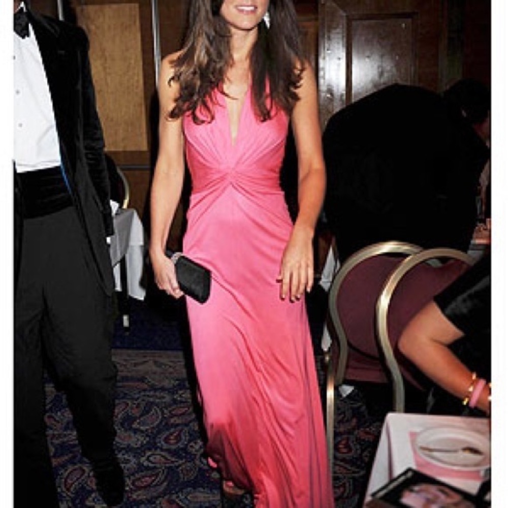 UK Size 6 (US 2) Issa London Halter Silk Jersey Maxi Dress Gown in Cantaloupe